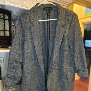 Rachel Zoe Retro 90's Scrunched Sleeve Plaid Power Blazer NWOT Never Worn